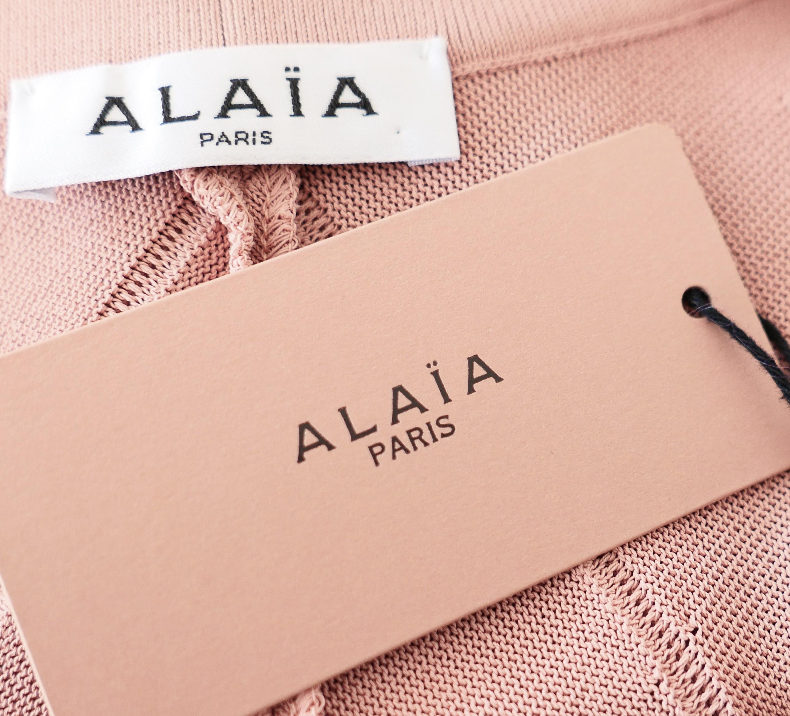 Alaia Sculpting Knit Nude Rose Fit & Flare Dress For Sale 2