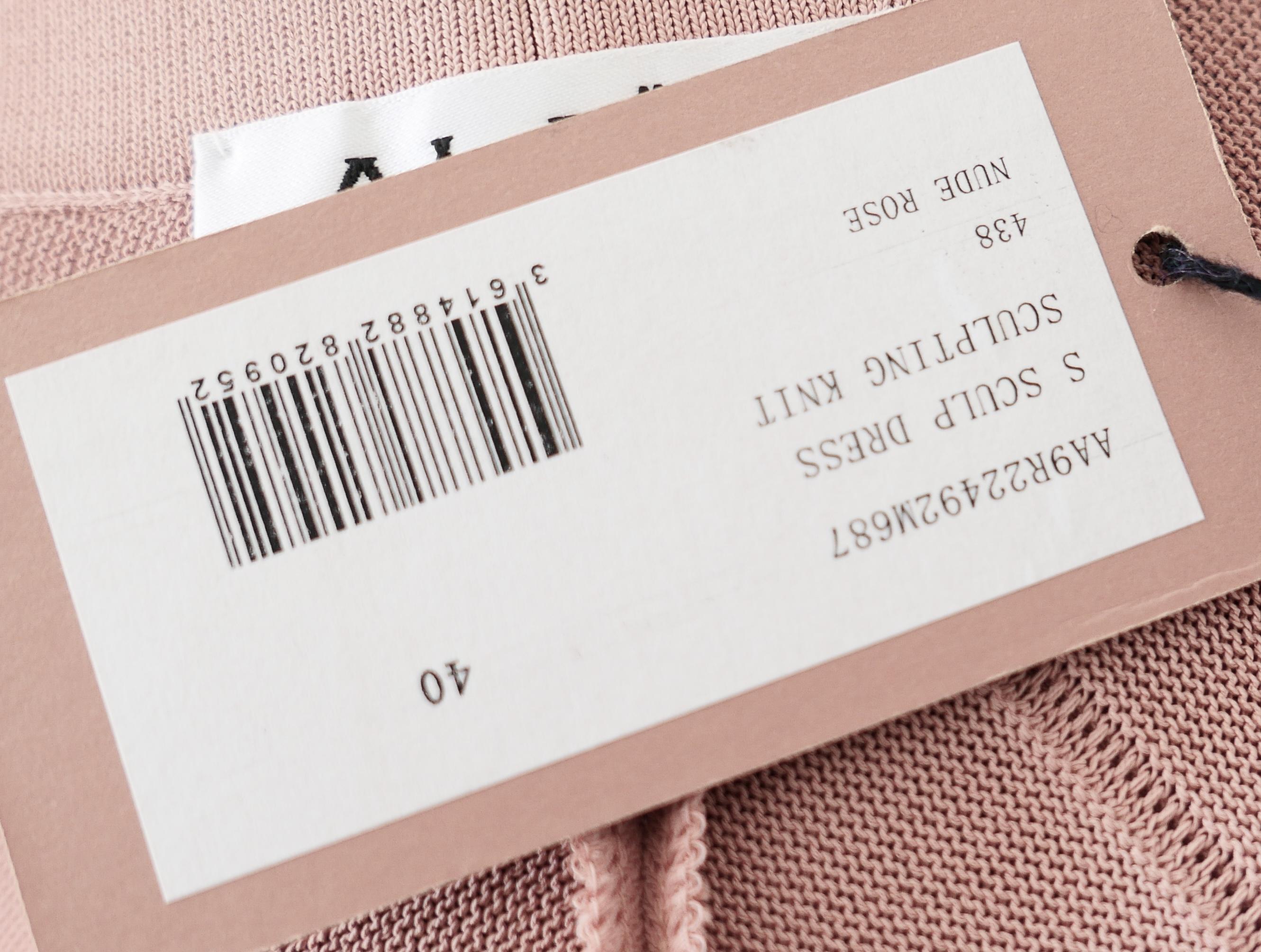 Alaia Sculpting Knit Nude Rose Fit & Flare Dress For Sale 3