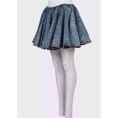 Alaïa Sculptural Blue Denim Mini Skirt Size FR 38 with Fitted Waist