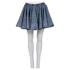 Alaïa Sculptural Blue Denim Mini Skirt Size FR 38 with Fitted Waist