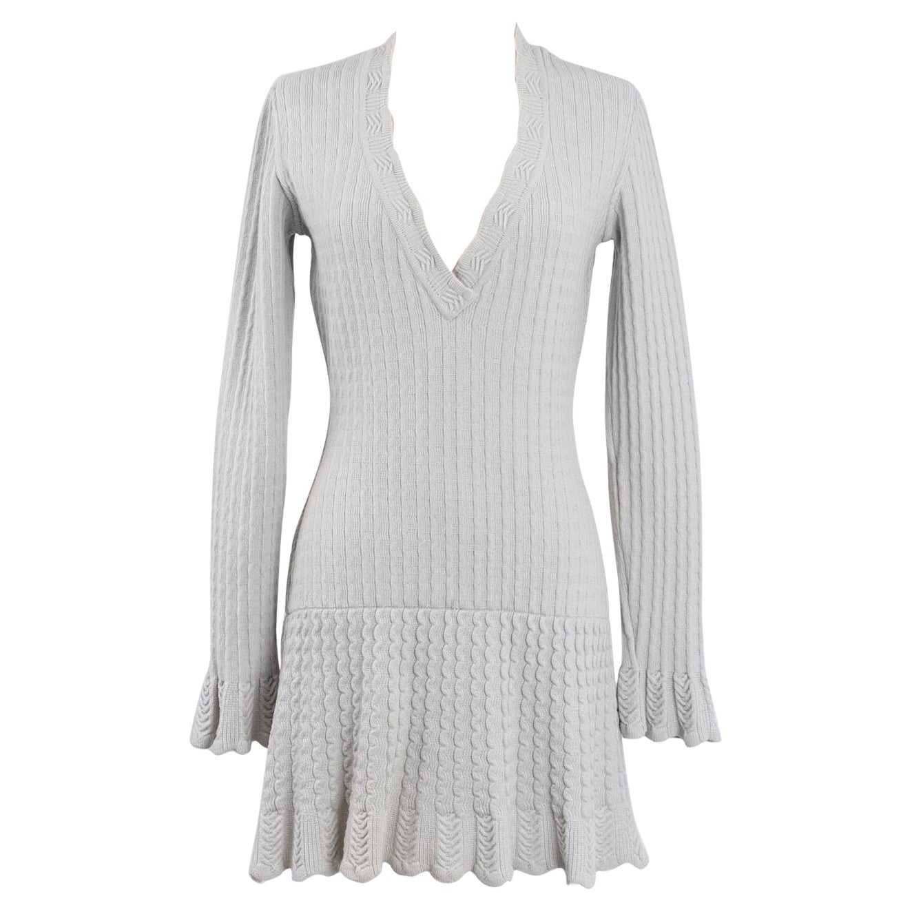 Alaïa Sea-Green Virgin Woolen Skater Dress