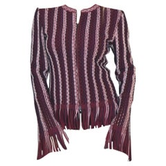 Alaïa Seamed Knit Moto Fringe Jacket FR44