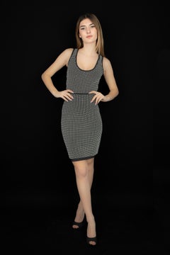 Azzedine Alaïa 1990s Black White Stretch Mesh Bodysuit Skirt Set
