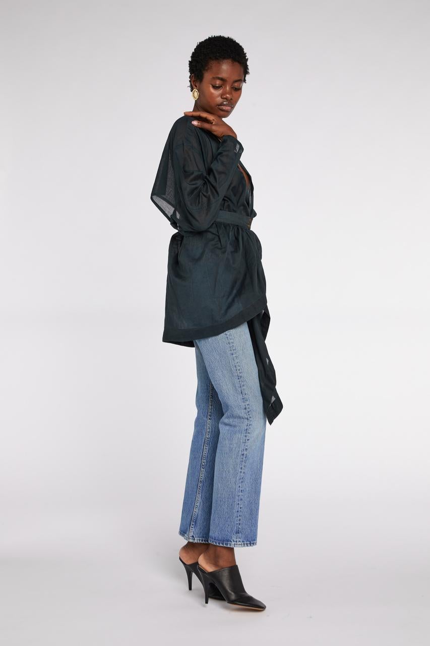 Women's Alaïa Sheer Cotton Wrap Tunic S/S 1984 For Sale