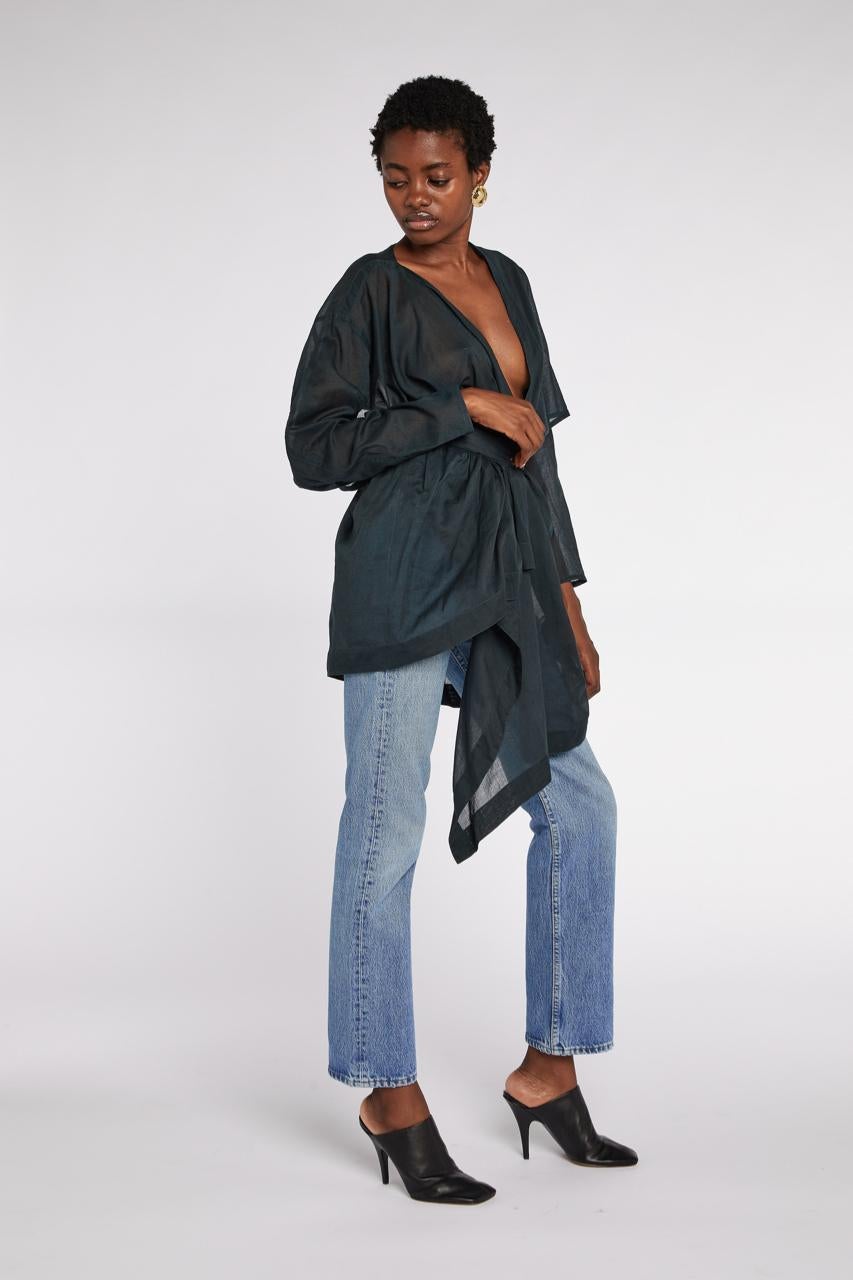 Alaïa Sheer Cotton Wrap Tunic S/S 1984 For Sale 2
