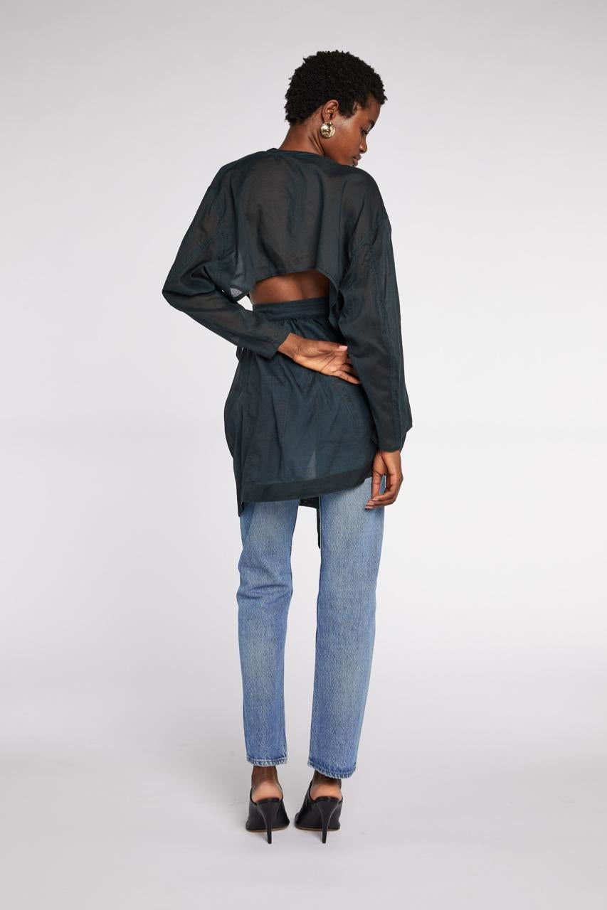 Alaïa Sheer Cotton Wrap Tunic S/S 1984 For Sale 3
