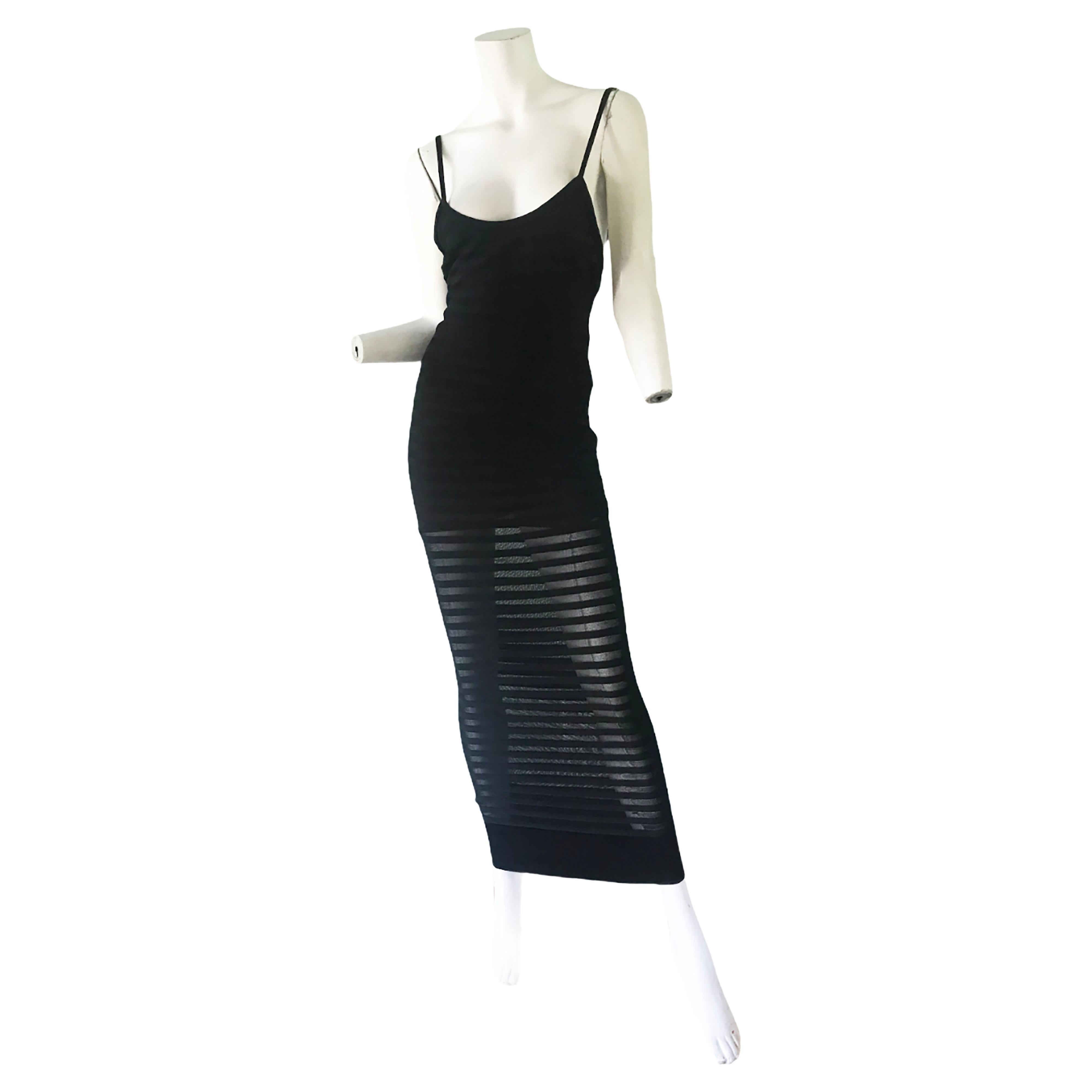 Azzedine Alaia navy acetate knit hooded maxi dress, fw 1986 For Sale at ...