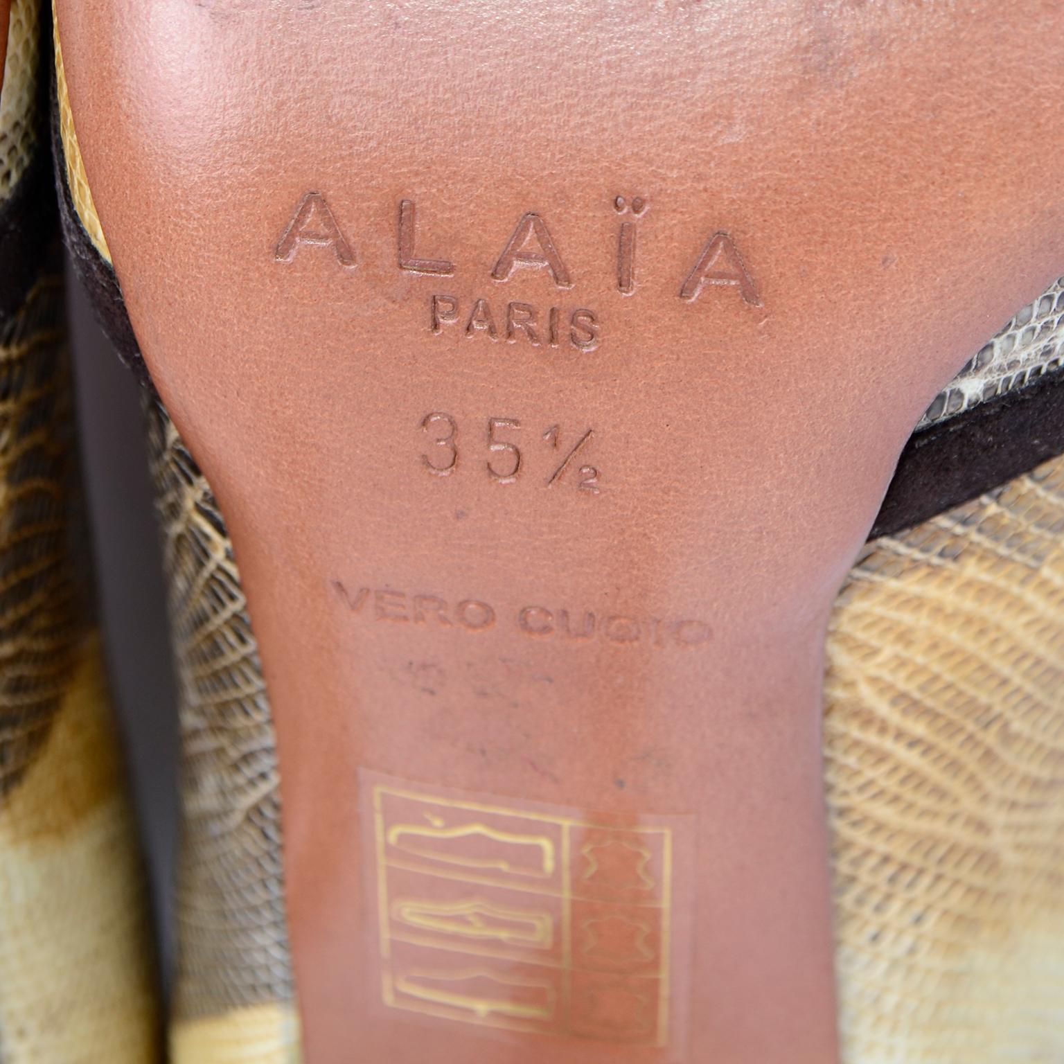 Alaia Shoes Snakeskin Pointed Toe Pumps w Black Trim w Original Box & Dust Bags For Sale 6