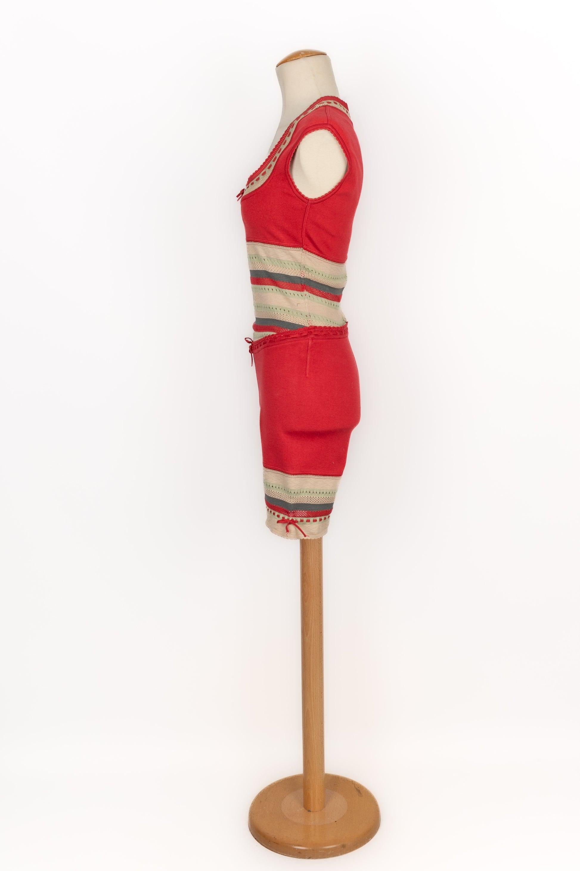 Combinaison courte en maille couleur corail Alaïa, 1993 Excellent état - En vente à SAINT-OUEN-SUR-SEINE, FR