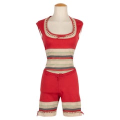 Alaïa Short Coral-color Mesh Jumpsuit, 1993
