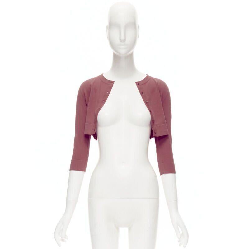 Pink ALAIA Signature cropped stretch knit button cardigan Framboise pink FR36 XS