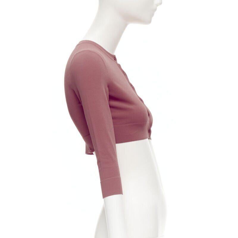 Women's ALAIA Signature cropped stretch knit button cardigan Framboise pink FR36 XS