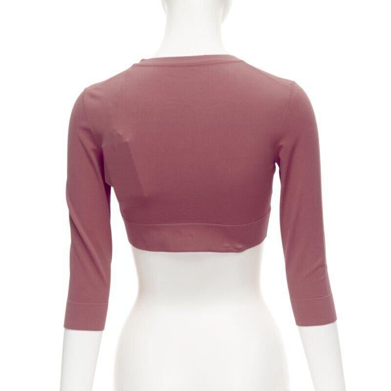 ALAIA Signature cropped stretch knit button cardigan Framboise pink FR36 XS 1