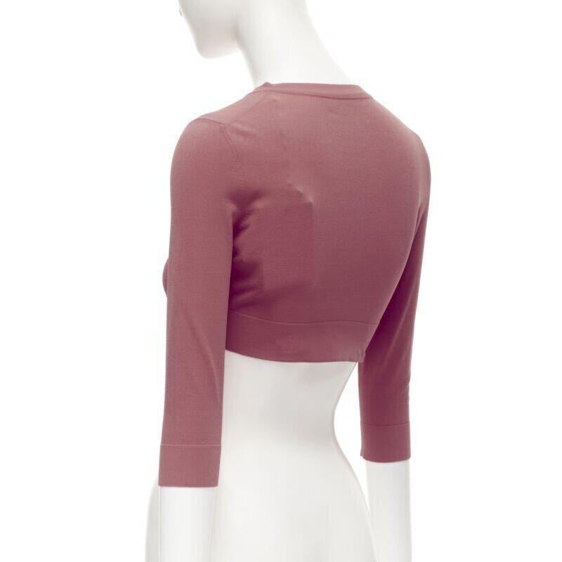 ALAIA Signature cropped stretch knit button cardigan Framboise pink FR36 XS 2