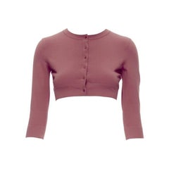 ALAIA Signature cropped stretch knit button cardigan Framboise pink FR36 XS