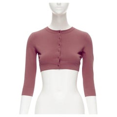 ALAIA Signature cropped stretch knit button cardigan Framboise pink FR36 XS