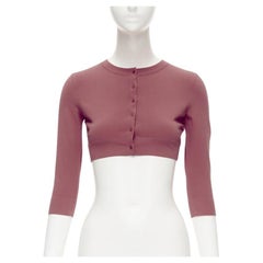 ALAIA Signature cropped stretch knit button cardigan Framboise pink FR36 XS