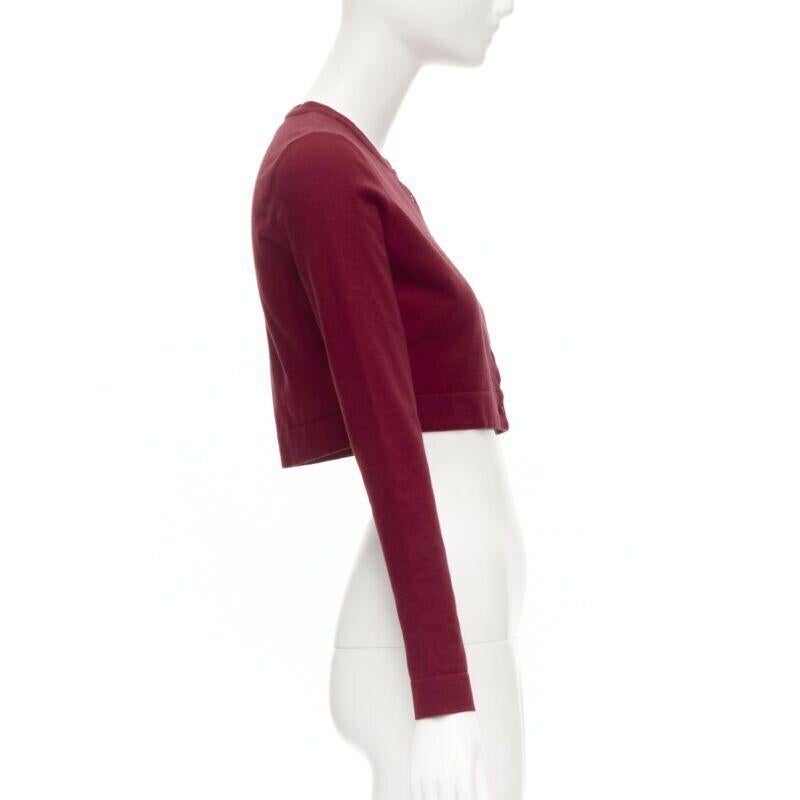 ALAIA Signature cropped stretch knit button cardigan Garance red FR36 XS For Sale 1