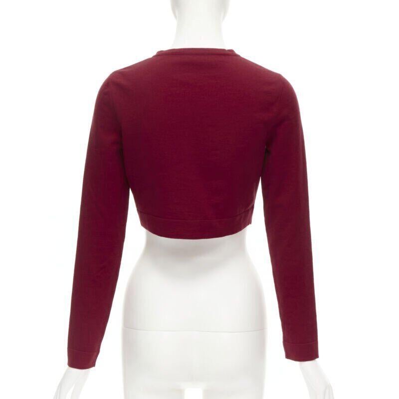 ALAIA Signature cropped stretch knit button cardigan Garance red FR36 XS For Sale 2