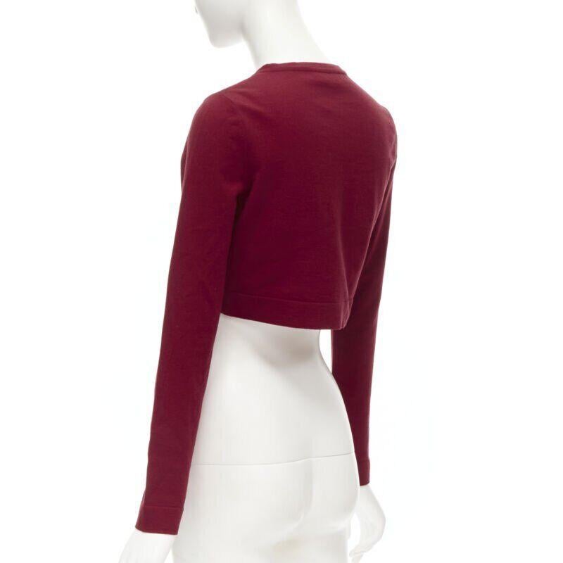 ALAIA Signature cropped stretch knit button cardigan Garance red FR36 XS For Sale 3