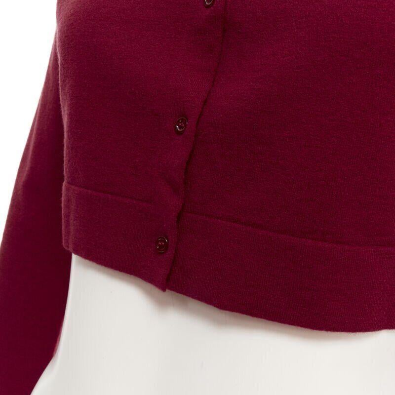 ALAIA Signature cropped stretch knit button cardigan Garance red FR36 XS For Sale 3