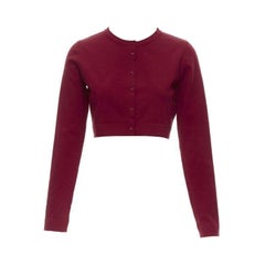 ALAIA Signature cropped stretch knit button cardigan Garance red FR36 XS