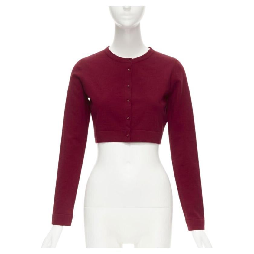 ALAIA Signature cropped stretch knit button cardigan Garance red FR36 XS For Sale