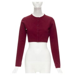 ALAIA Signature cropped stretch knit button cardigan Garance red FR38 S
