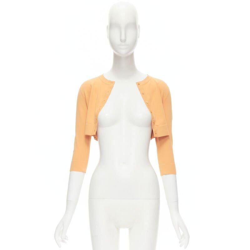 Orange ALAIA Signature cropped stretch knit button cardigan Peche orange FR38 S