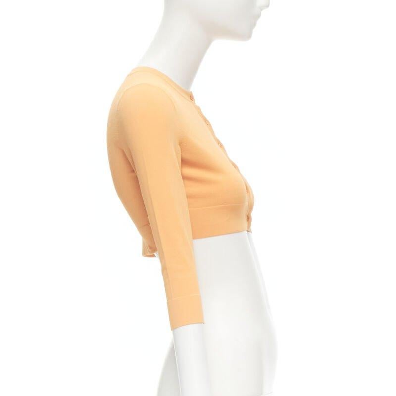 Women's ALAIA Signature cropped stretch knit button cardigan Peche orange FR38 S