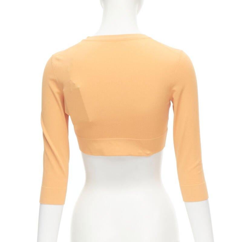 ALAIA Signature cropped stretch knit button cardigan Peche orange FR38 S 1