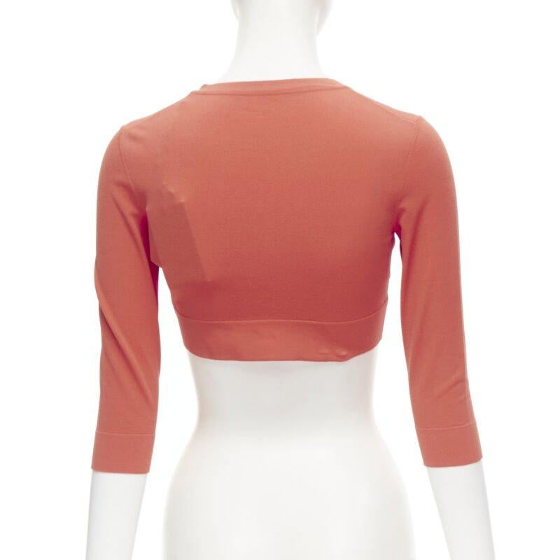 ALAIA Signature cropped stretch knit cardigan Rouge Vermeil coral FR36 XS For Sale 1