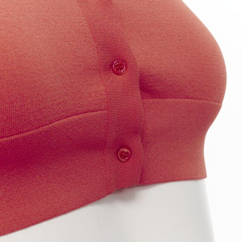 ALAIA Signature cropped stretch knit cardigan Rouge Vermeil coral FR36 XS For Sale 3