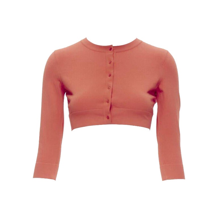 ALAIA Signature Cardigan court en maille stretch Rouge Vermeil corail FR36 XS en vente