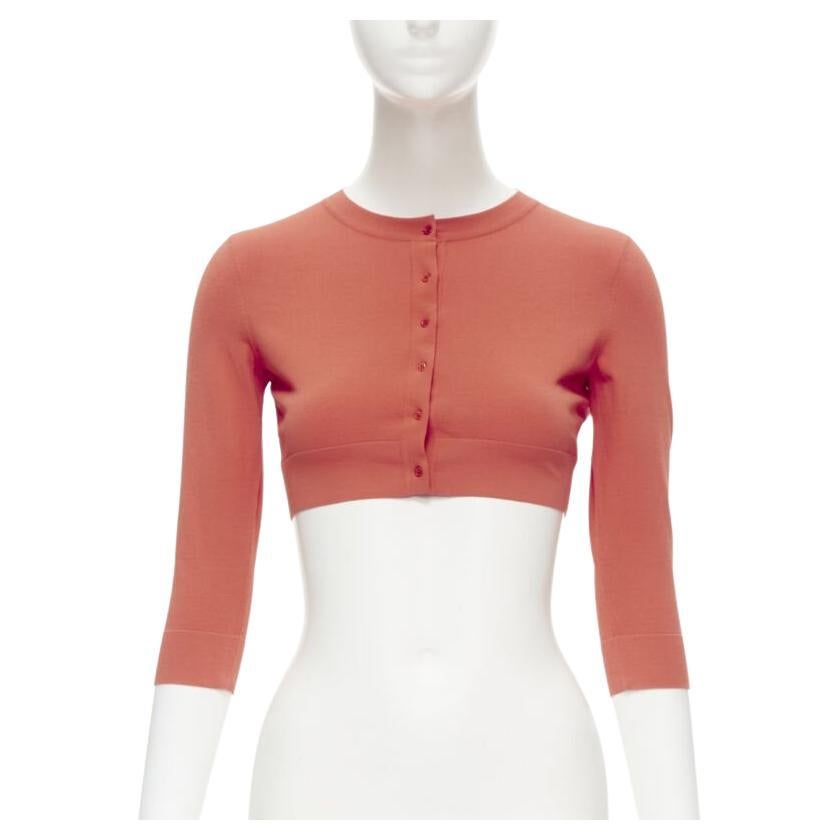 ALAIA Signature cropped stretch knit cardigan Rouge Vermeil coral FR36 XS For Sale