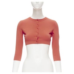 ALAIA Signature abgeschnittene Stretch-Strickjacke Rouge Vermeil koralle FR36 XS
