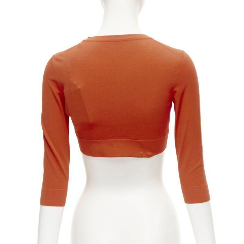 ALAIA Signature cropped stretch knit cardigan Sanguine Orange FR36 XS 3