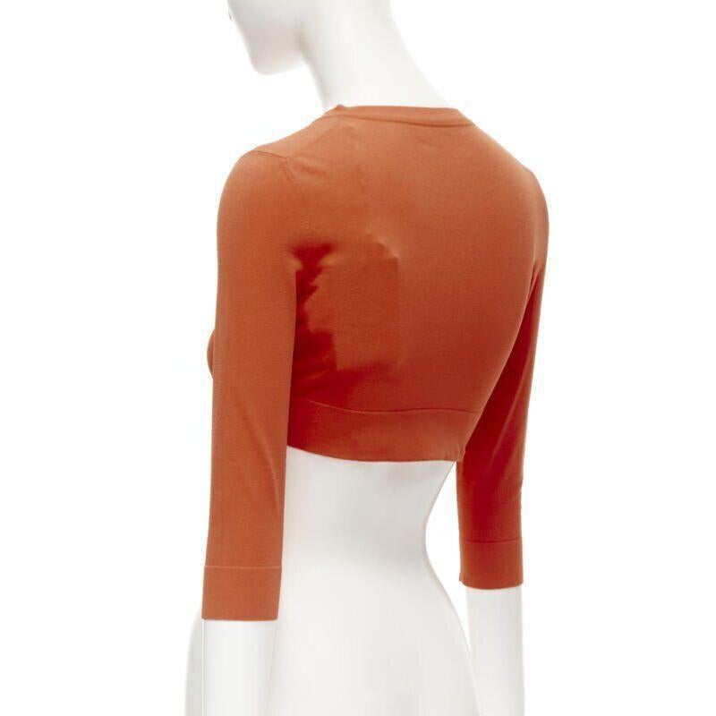 ALAIA Signature cropped stretch knit cardigan Sanguine Orange FR36 XS 4