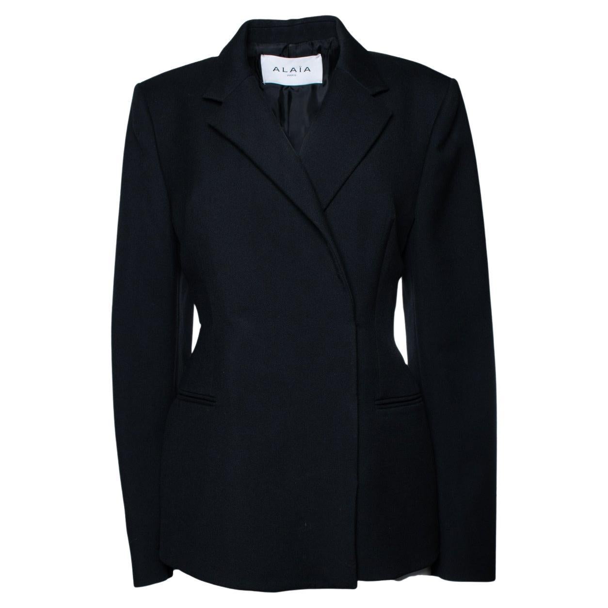 Alaia, single breasted blazer in black