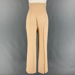ALAIA Size 4 Beige Cotton High Waisted Dress Pants