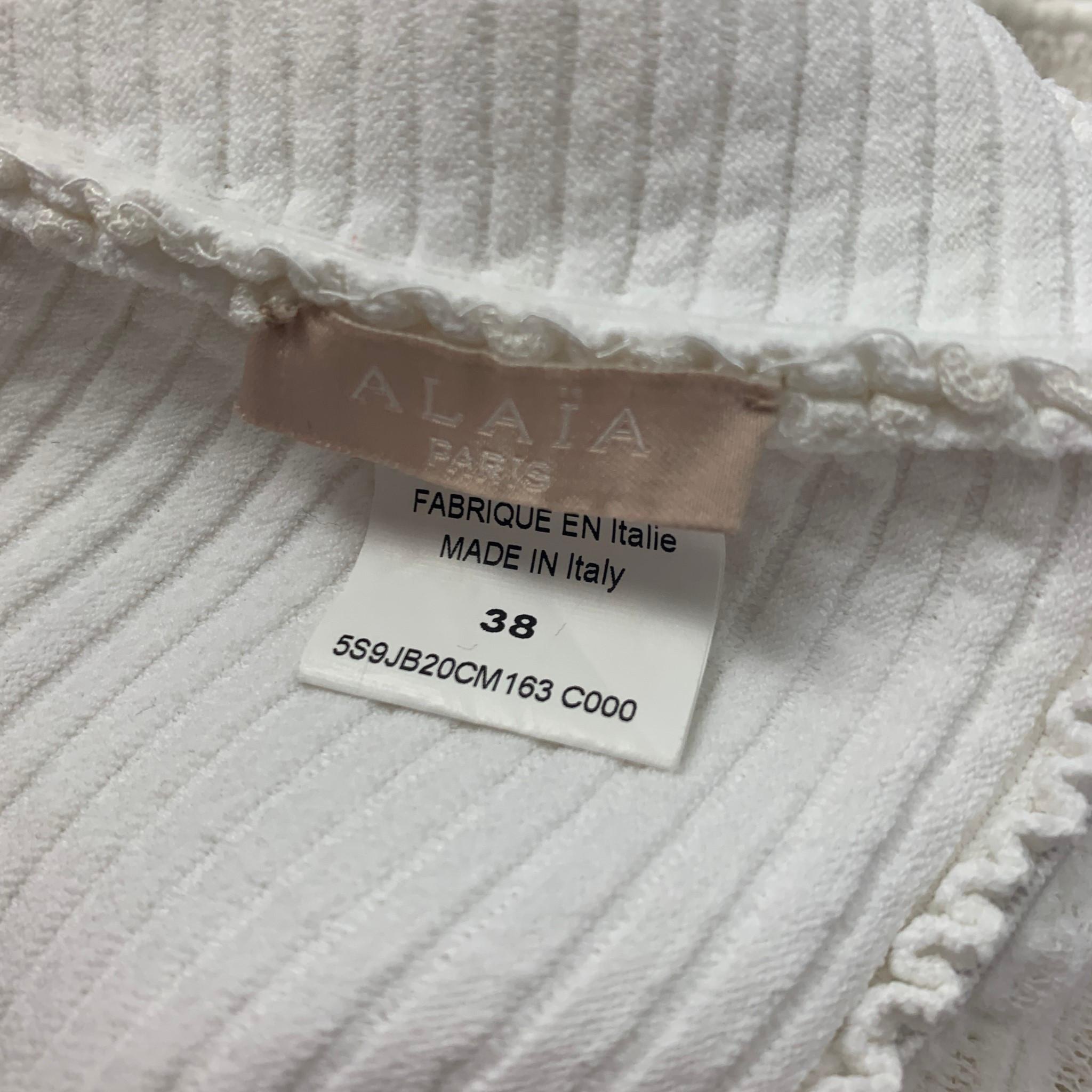 Women's ALAIA Size 4 White Cotton Blend Textured Circle Knee-Length Skirtvvvvv