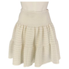 ALAIA Size 4 White Cotton Blend Textured Circle Knee-Length Skirtvvvvv