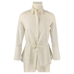 ALAIA Size 4 White Cotton / Polyester Perforated Laser Cut Blouse