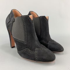 ALAIA Size 7 Black Suede Heeled Pointed Ankle Booties