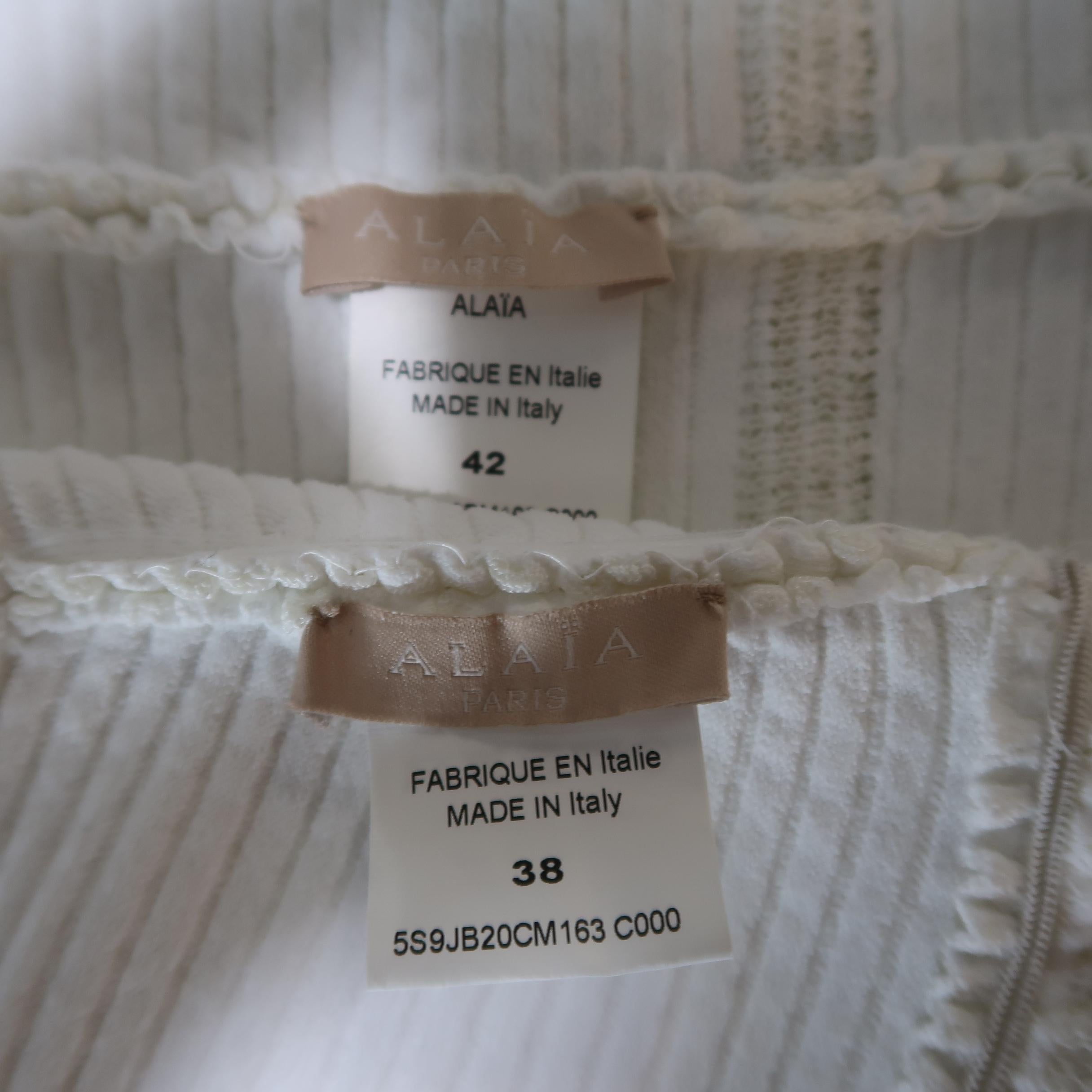 ALAIA Size S White Textured Knit Sleeveless Top & Skirt Set 4