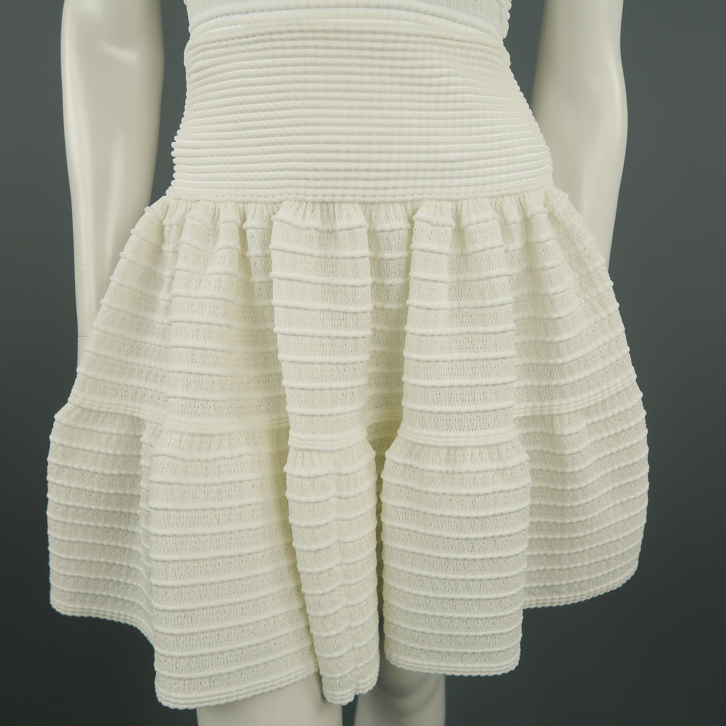 Women's ALAIA Size S White Textured Knit Sleeveless Top & Skirt Set