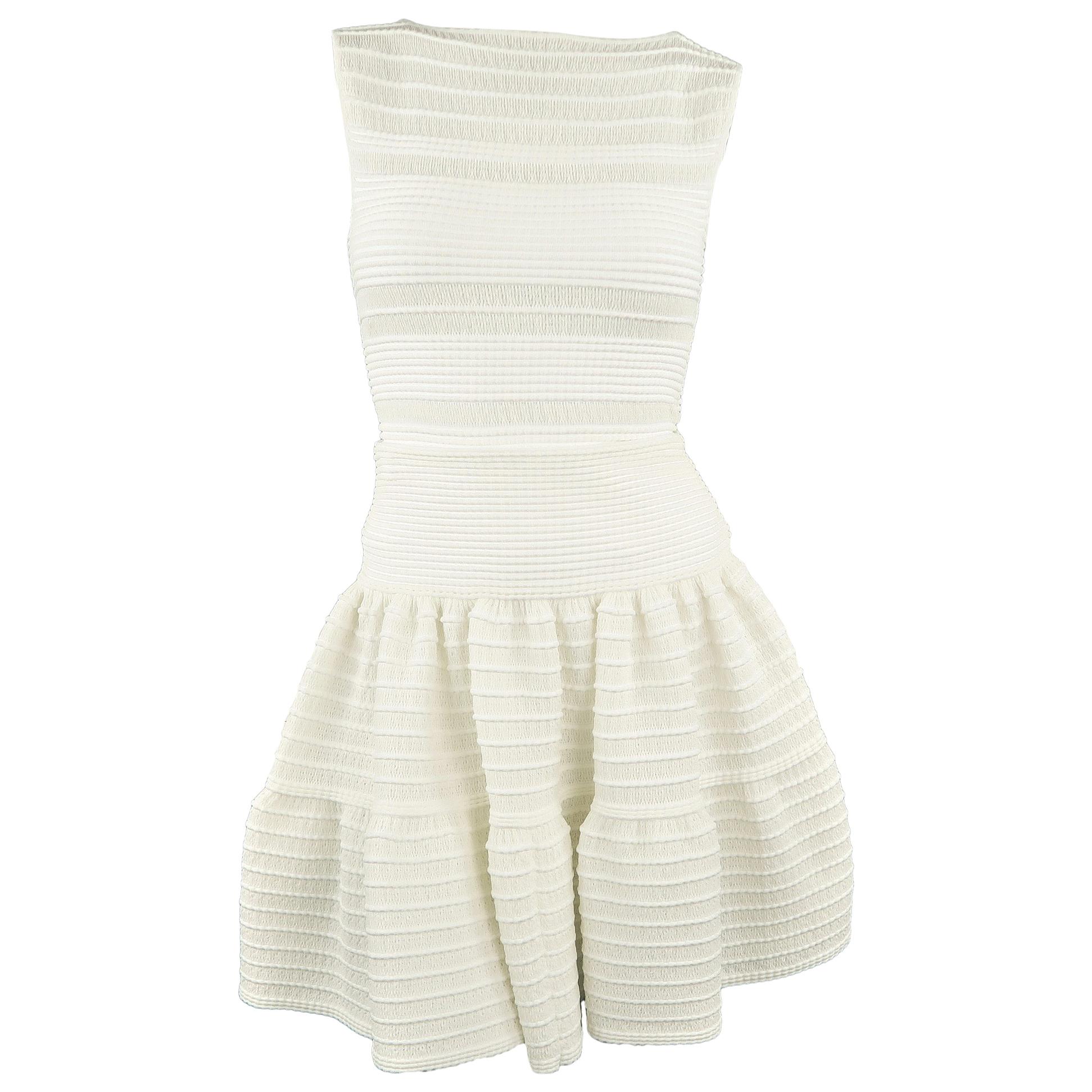 ALAIA Size S White Textured Knit Sleeveless Top 
Skirt Set