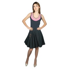 Azzedine Alaïa Women's Black Dotted Cotton Skater Skirt, Size 40