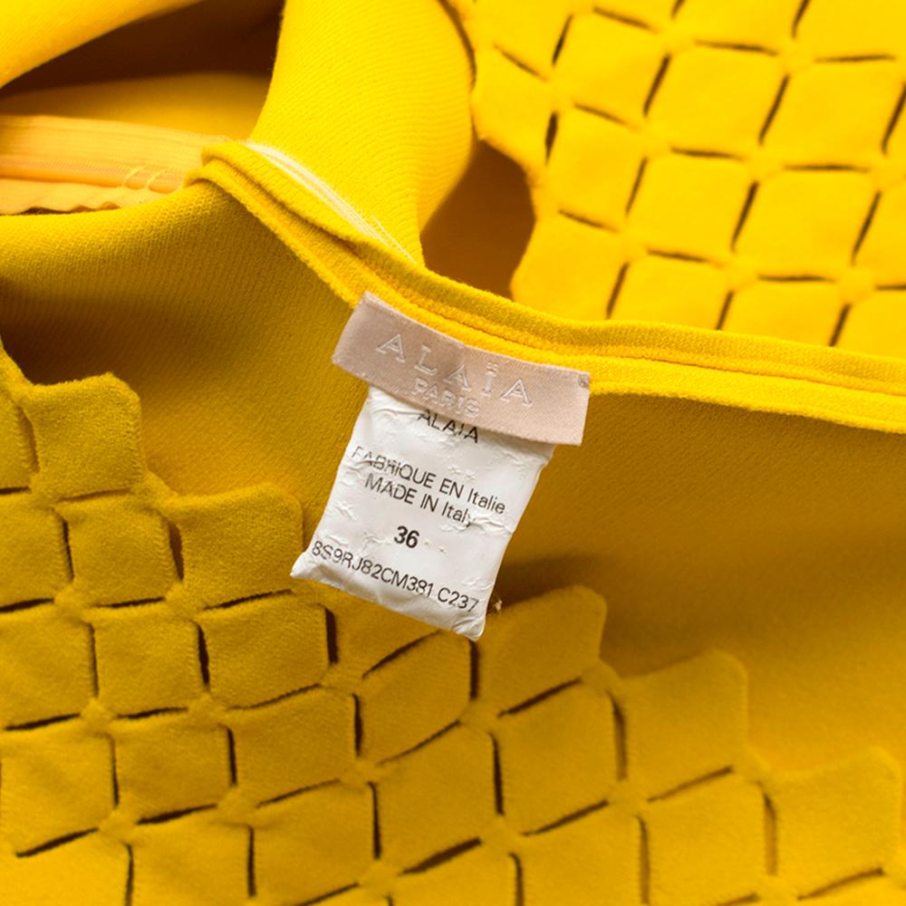 Alaia Sleeveless knit yellow fit & flare dress FR 36 In Excellent Condition In London, GB