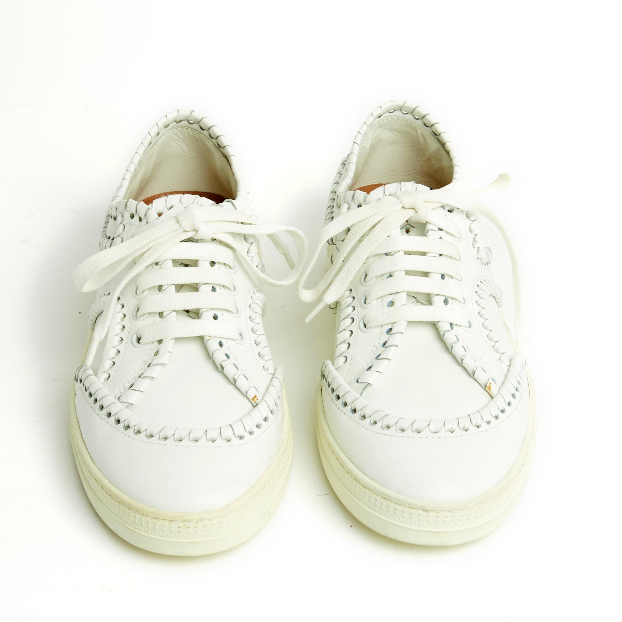 Alaia Sneakers EU41 White Leather Stiches New In New Condition For Sale In PARIS, FR